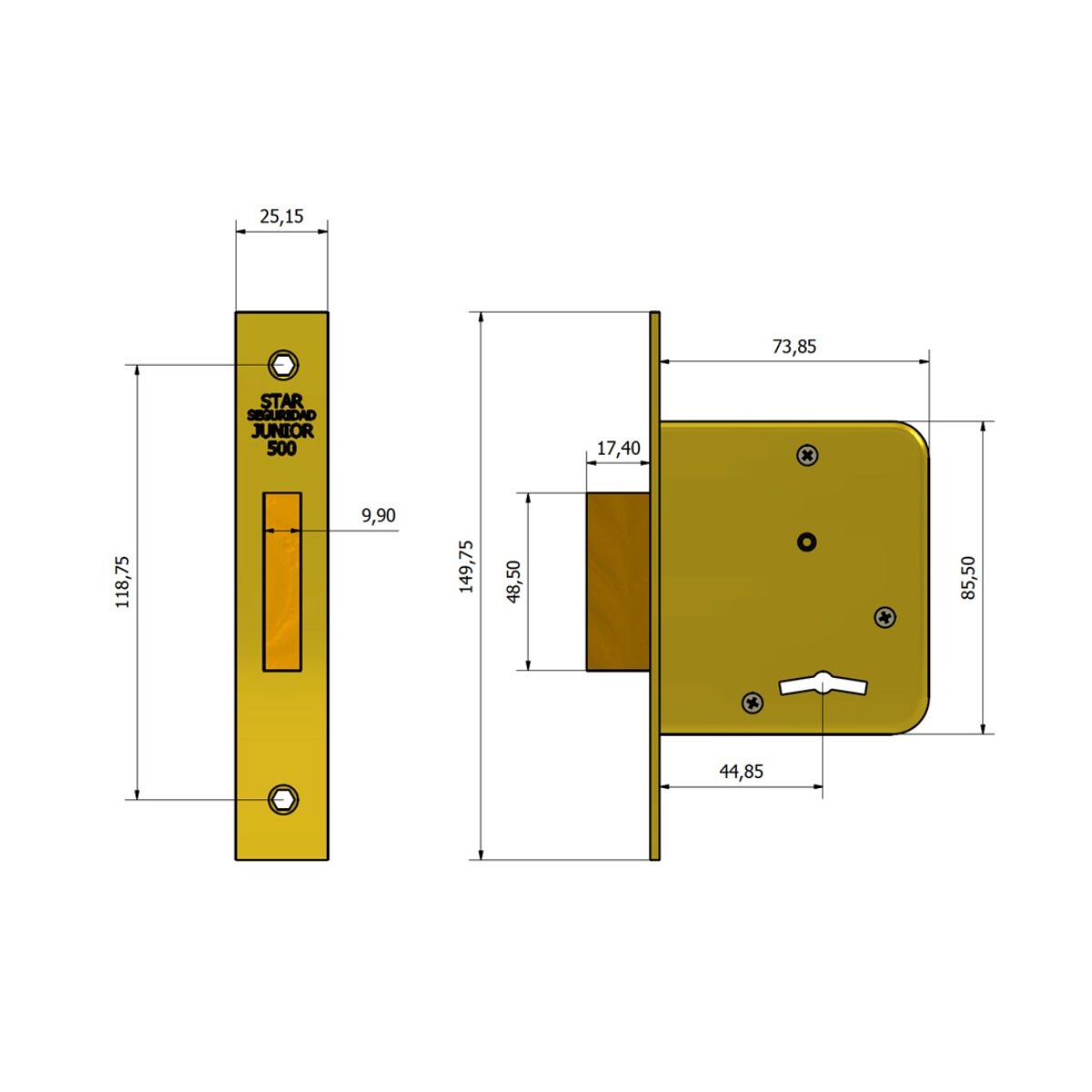 CERROJO STAR 500R PASADOR RECTANGULAR H BIC Cerrojo Star 500r Pasador Rectangular H Bic