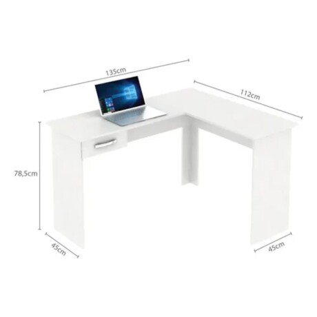 Promo Escritorio Esquinero + Biblioteca 5 Estantes Blanco