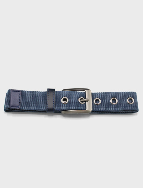 Cinto de Lona Canvas Hebilla de Metal Azul Melange