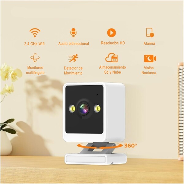 Cámara Seguridad Wifi HD Vision Nocturna Interior Microfono Variante Color Blanco