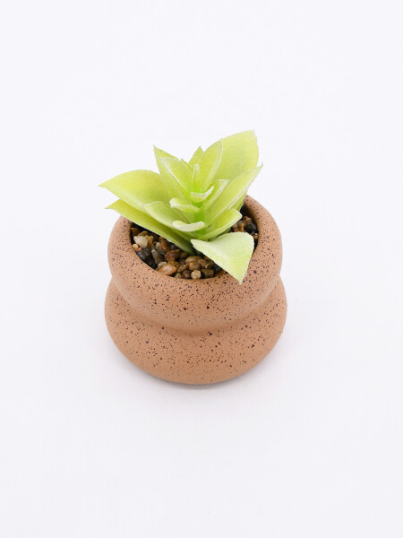MACETA CERAMICA CON PLANTA BEIGE