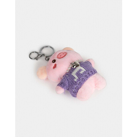 Llavero Y Charm De Peluche De Cerdito Rosa Claro
