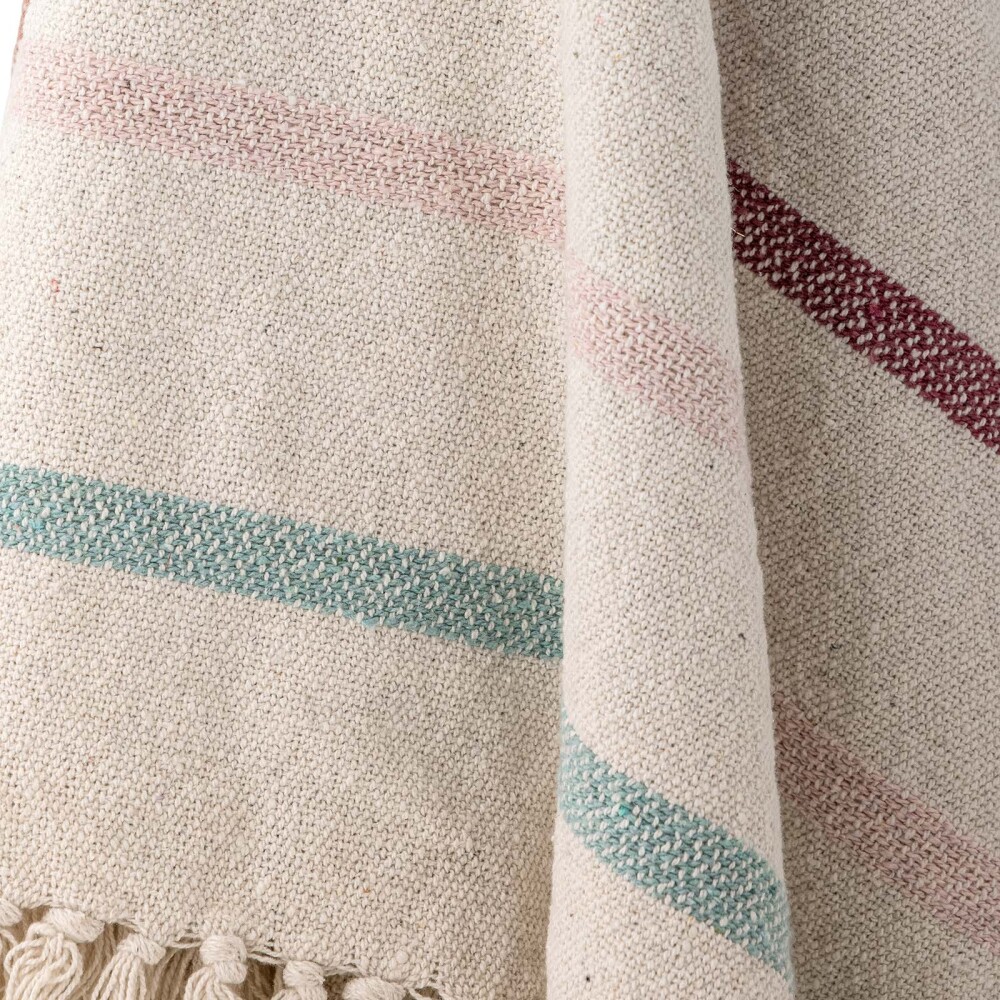 THROW ALGODON NATURAL-BEIGE KIDS FREY STRIPES ARENA