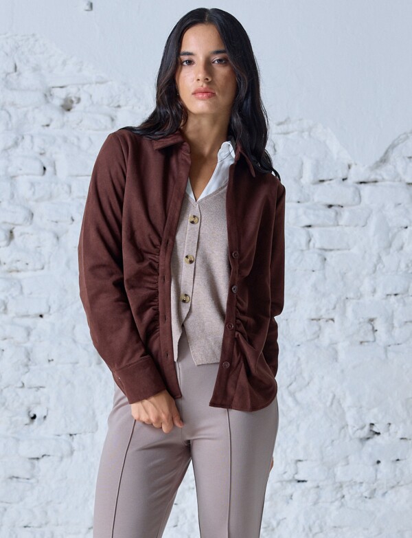 Camisa Suede Frunce MARRON