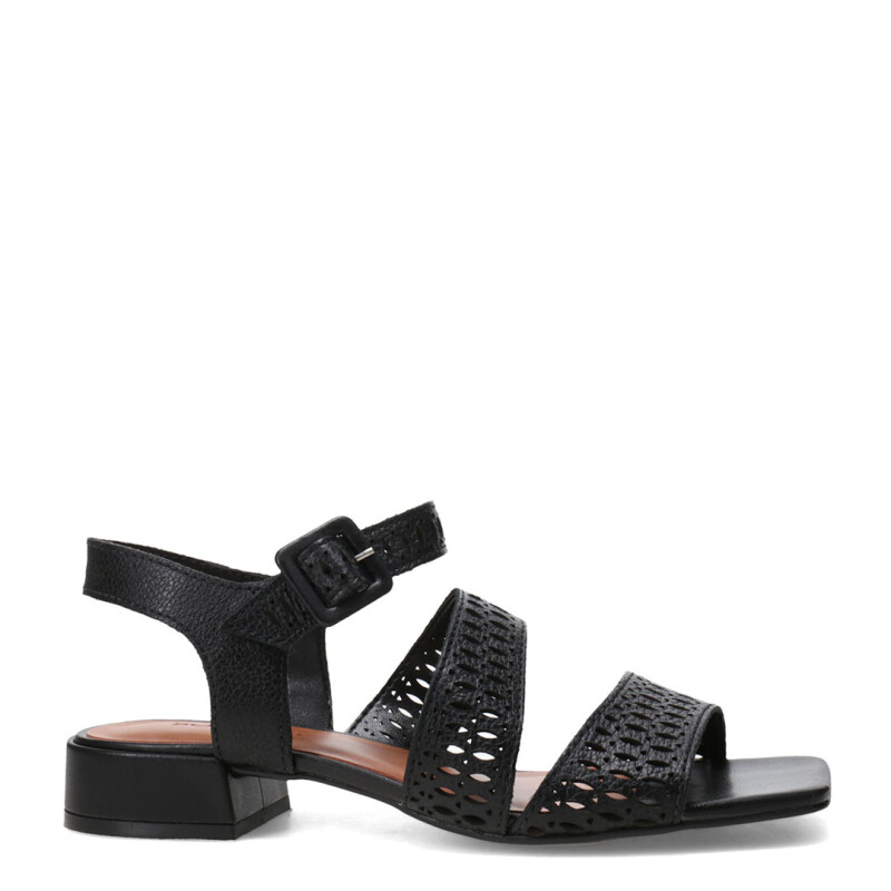 Sandalias de Mujer Bottero Cuero Calado Negro