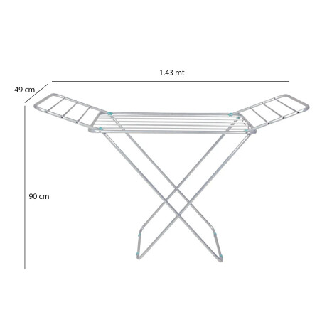 Tender Slim Plegable Alas Extensibles 9.3M Ropa Aluminio Mor Plateado