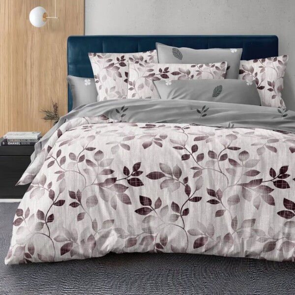 Juego de Sabanas 2 Plazas Suaves Estampado Calidad Frescas Variante Diseño Hojas Color Bordo