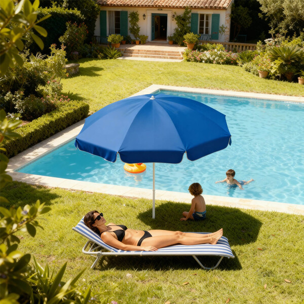 Sombrilla De Playa Reforzada 2.30m Grande Jardin Patio Con Filtro Uv Imback Color Azul Sombrilla De Playa Reforzada 2.30m Grande Jardin Patio Con Filtro Uv Imback Color Azul