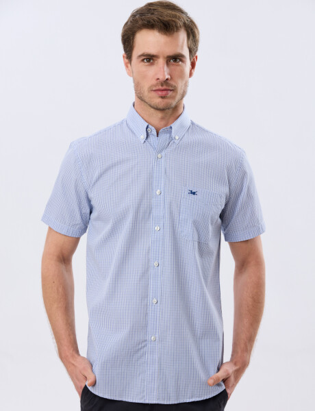 CAMISA CUADROS Celeste