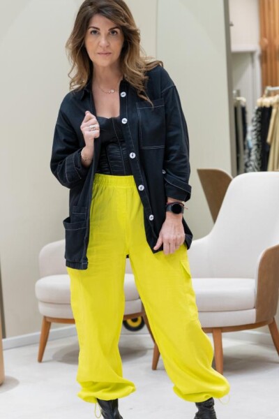 Pantalón parachute Verde Manzana