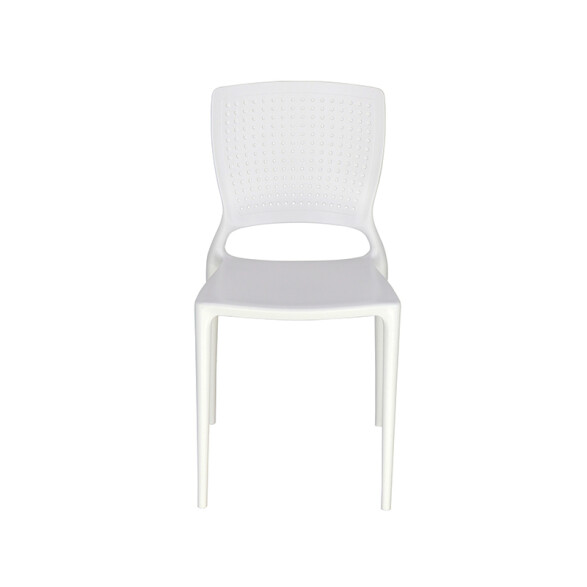 Silla apilable blanca "SAFIRA" con respaldo calado TD0585