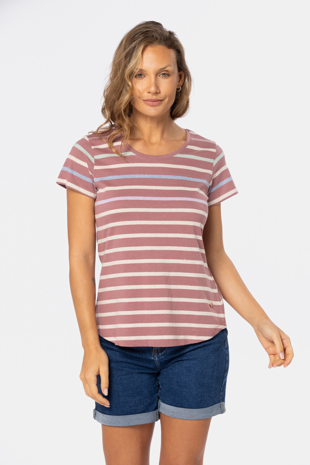REMERA RAYADA Rosado