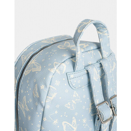 Mochila Cuerina Mariposas Azul Celeste