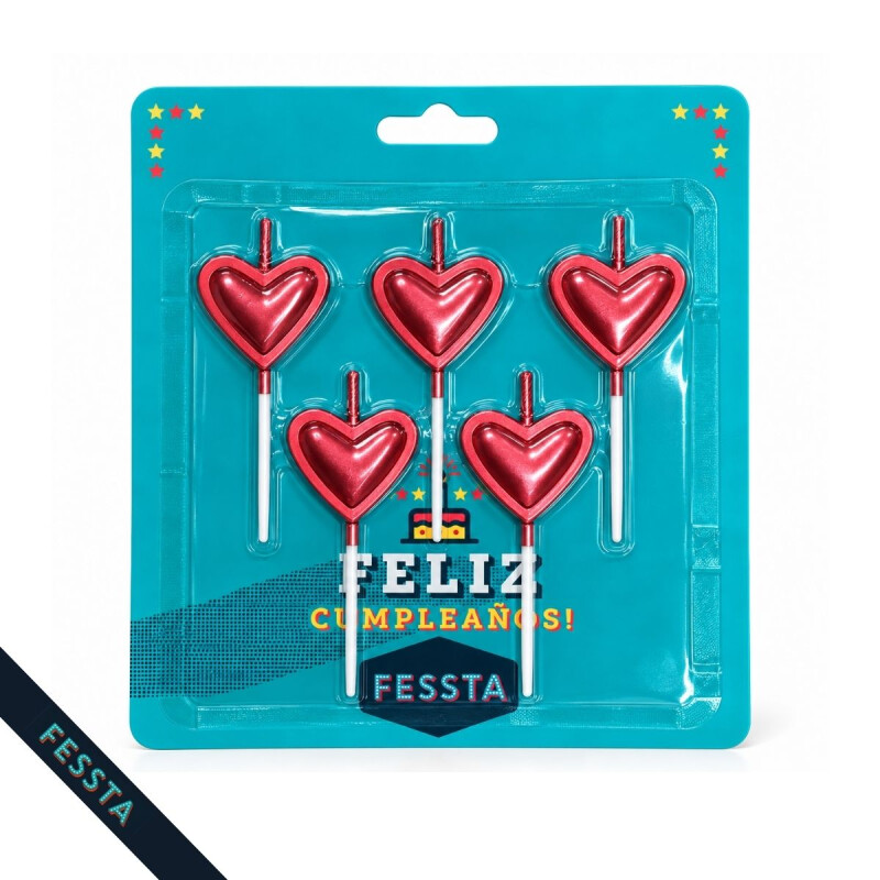 Vela Corazon x5 Und Rojo