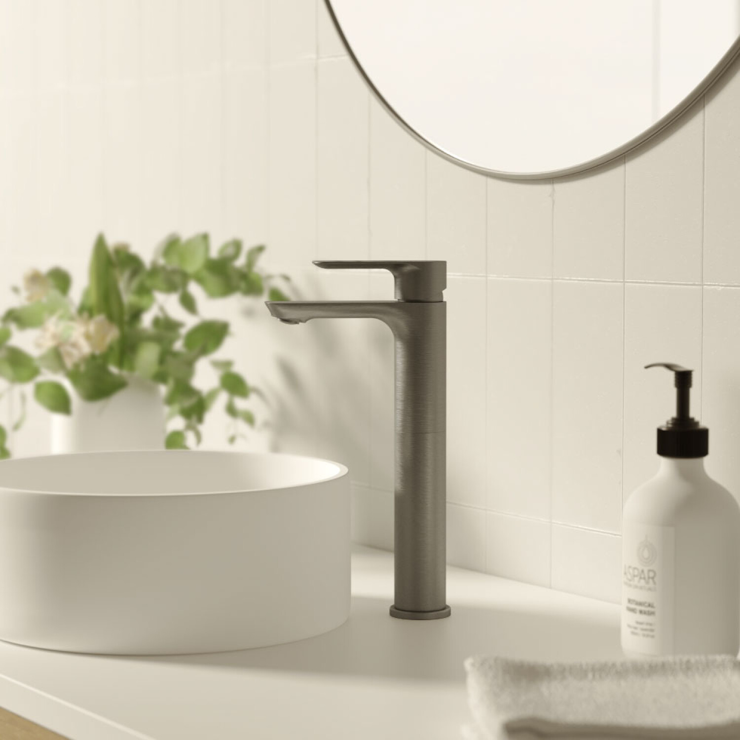 Grifería de Lavatorio Alto Monocomando Gunmetal Línea Coty — Bagno