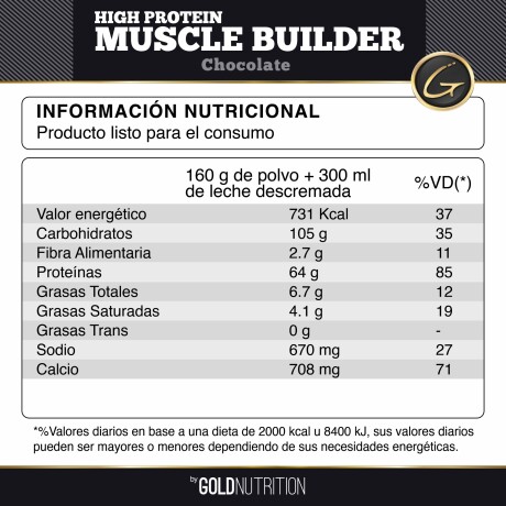 Gold Nutrition High Protein Muscle Builder 7lb Chocolate