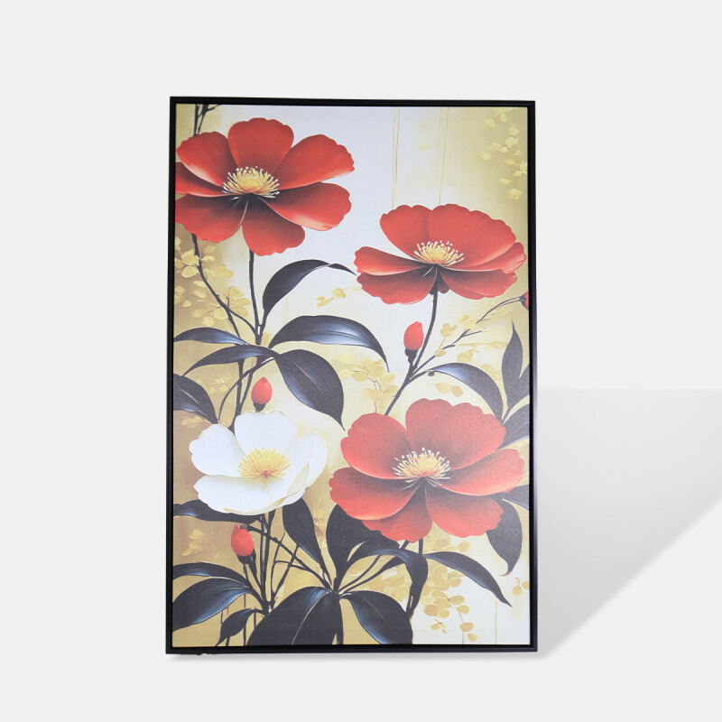 CUADRO DEC FLORES ROJAS/BCA 60X90CM Unica