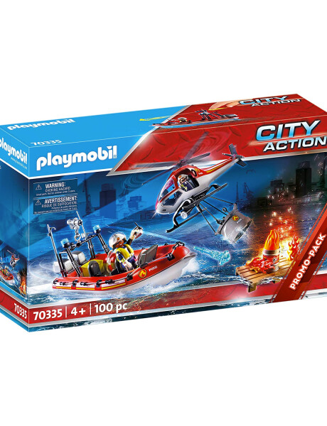 Playmobil City Action misión rescate bomberos bote y helicóptero 100 piezas Playmobil City Action misión rescate bomberos bote y helicóptero 100 piezas