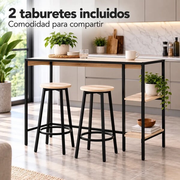 Barra + 2 Taburetes Movi Jjo0018 BARRA + 2 TABURETES MOVI MARRON JJO0018