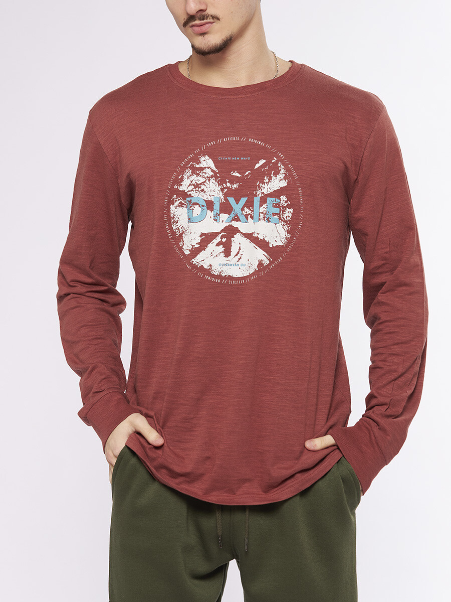 T-SHIRT ML CREATE DIXIE - Bordeaux 