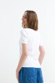 Remera m/c en rib cuello cuadrado BLANCO
