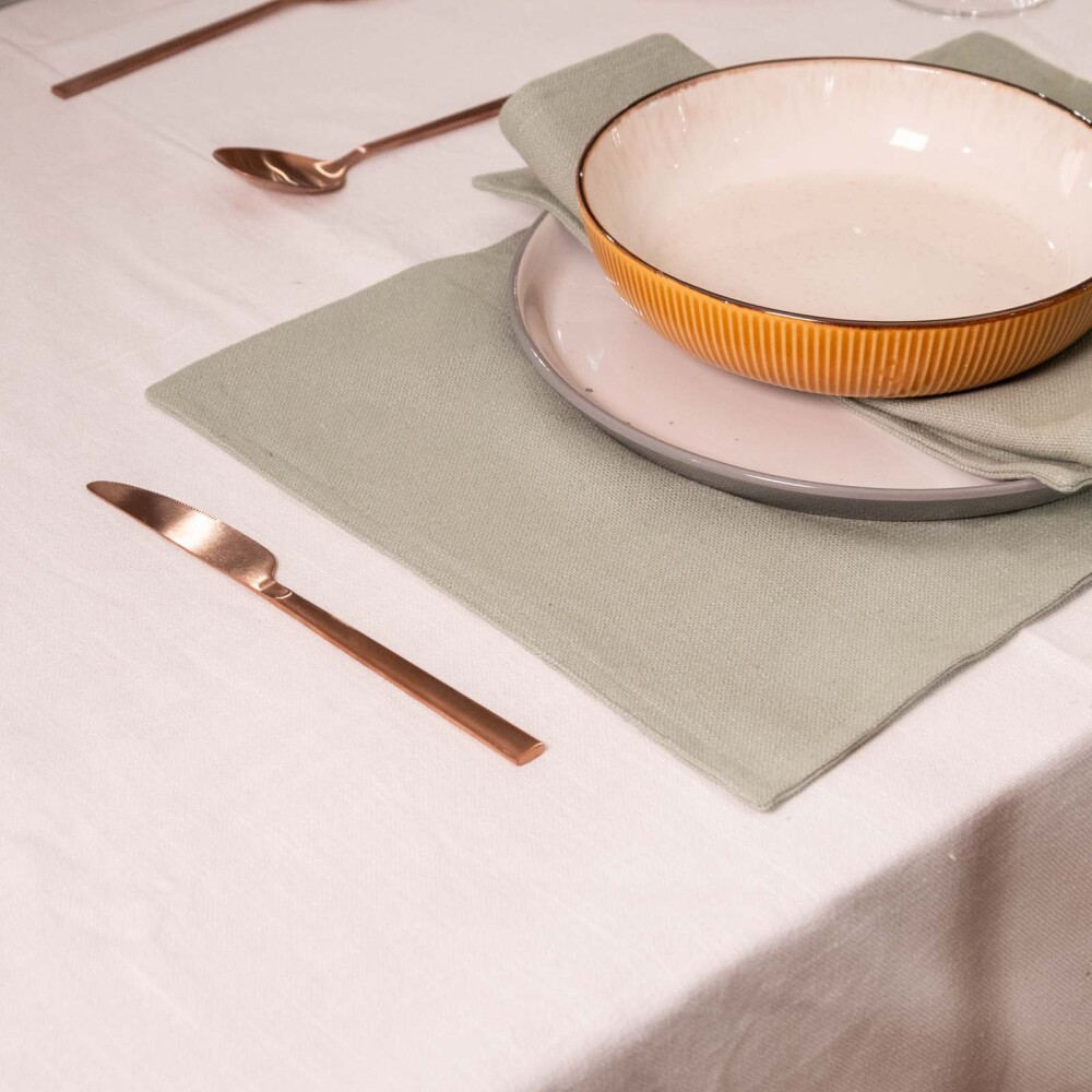 SET 2 INDIVIDUALES LINO-Y-ALGODON VERDE FICUS