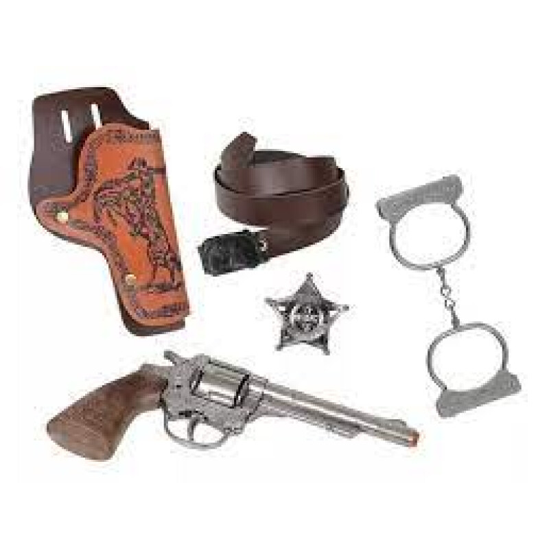 Revolver Gonher Wild West 8 Tiros Placa De Sheriff Esposas Revolver Gonher Wild West 8 Tiros Placa De Sheriff Esposas