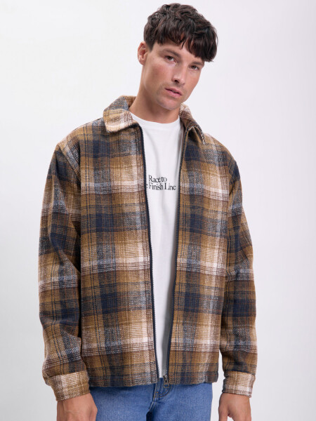 Sobrecamisa cuadros Tostado