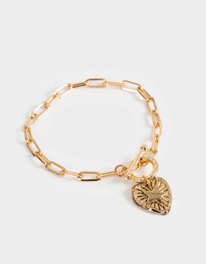 Pulseras Flexibles Corazón Pulsera Flexible Con Corazón - Dorado