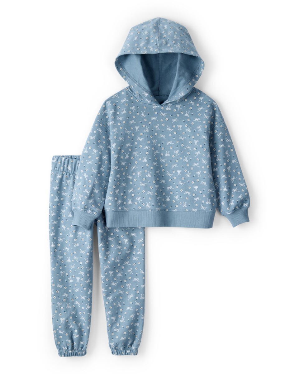 Set dos piezas de algodón, pantalón y buzo con capucha 
