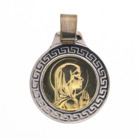 Medalla religiosa de plata 925 y double en oro 18 ktes Virgen Niña