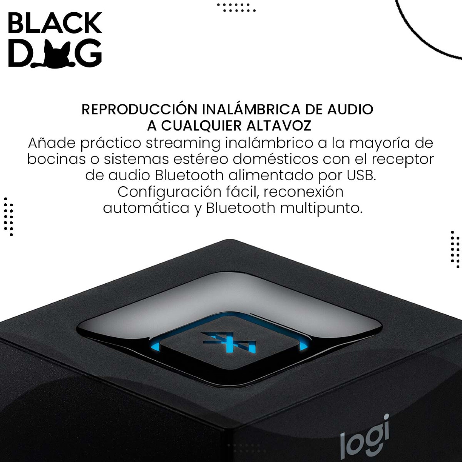 Adaptador Receptor Bluetooth Audio Logitech Bt/3.5mm — Black Dog