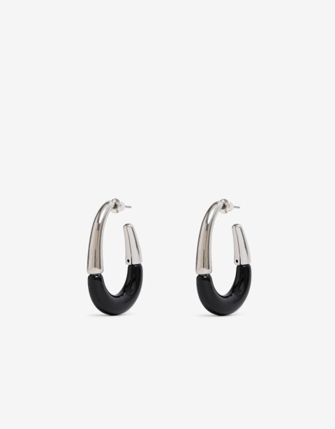 Aros Argollas Resina Aros Argolla De Resina Y Metal - Negro