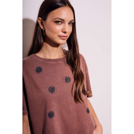 Remera Algodon Lunares Marron Marron