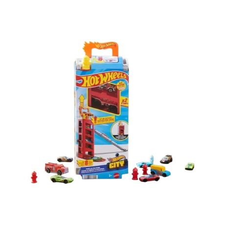 Pista Portátil y Estacionamiento Hot Wheels ROJO
