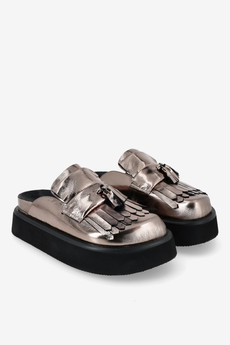 ZUECO CON PLATAFORMA Y FLECOS Plata