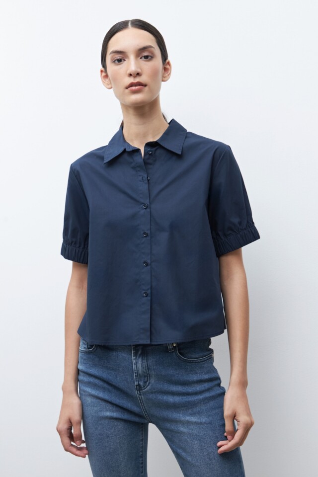 Camisa manga corta azul marino