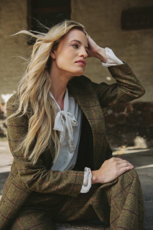 Blazer cuadros en lana Blazer cuadros en lana
