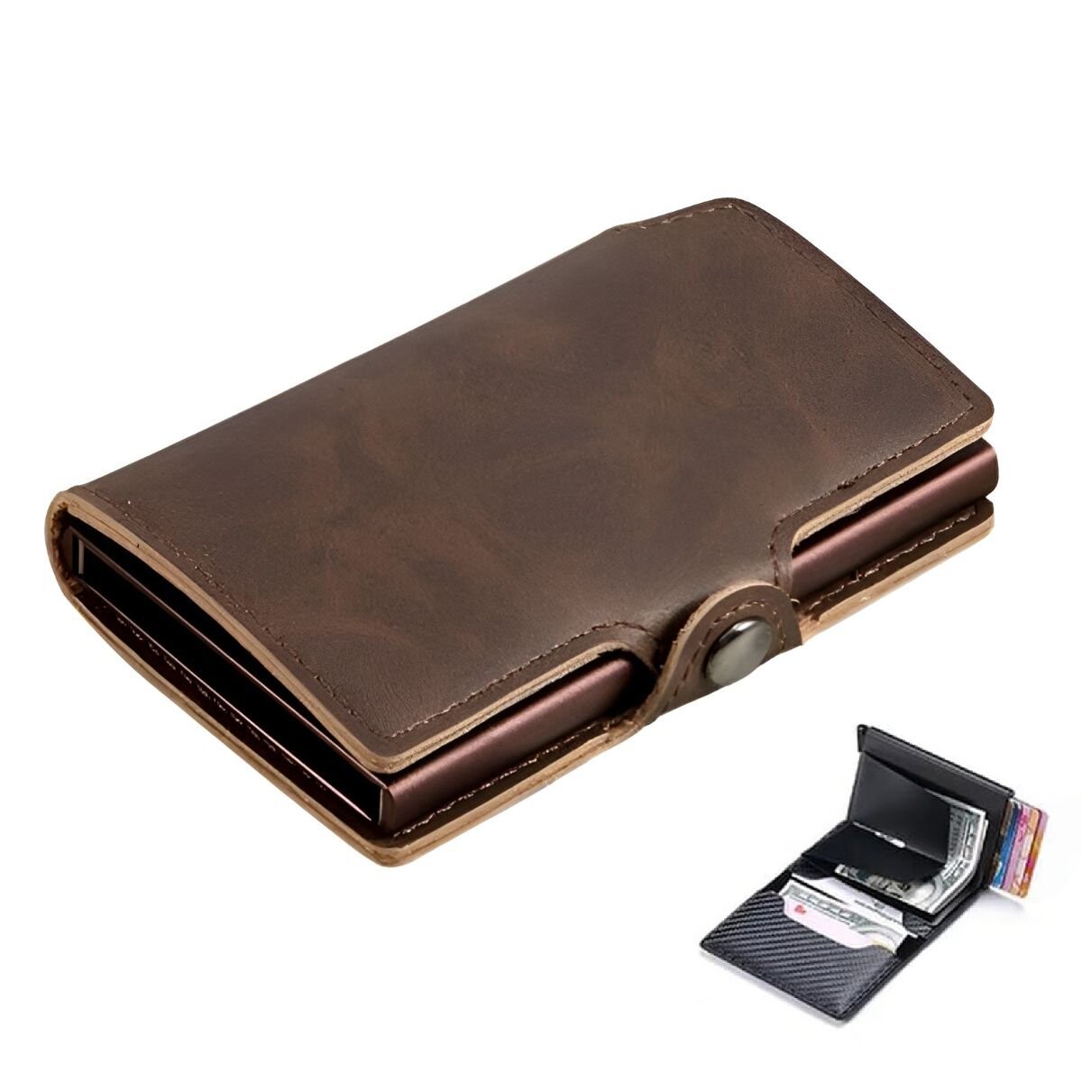 Billetera Tarjetero Dellorean Protección RFID Anticlonación - Variante Color Marron 
