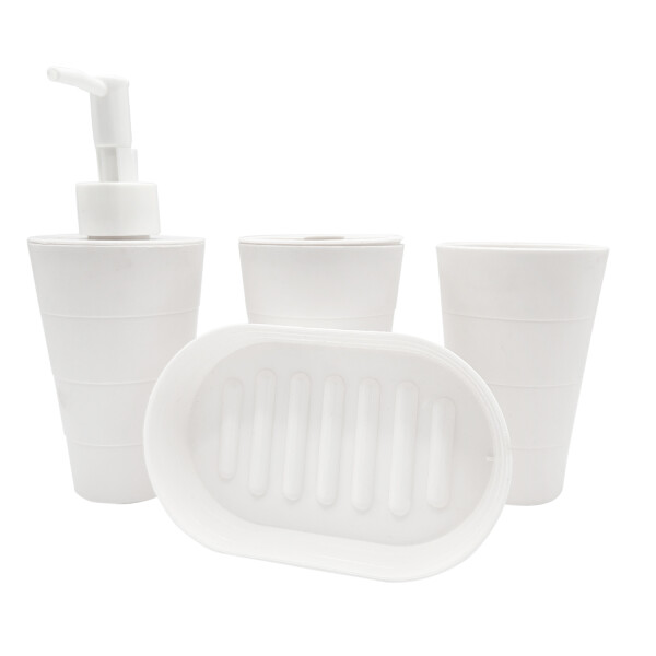 Kit Set Dispensador Jabon Y Porta Cepillo Soporte Cepillos Variante Color Blanco