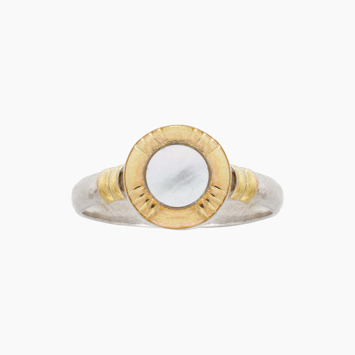 Anillo En Plata Y Oro Con Nácar 