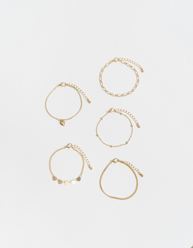 Pulseras Flexibles Sets Multi Cadenas Pulseras Flexibles Sets De Metal - Dorado