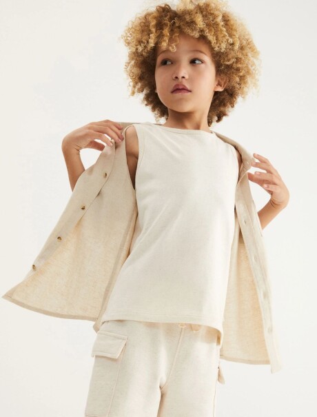 CAMISA INFANTIL DE LINO BEIGE