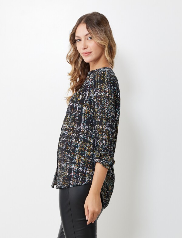 Blusa Gasa Print MULTI/NEGRO