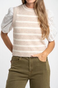 Chaleco Tejido Rayado Nacar