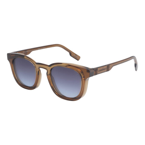 Lentes De Sol One Piece Cuadrado De Acetato Degradado Azul/Caramelo