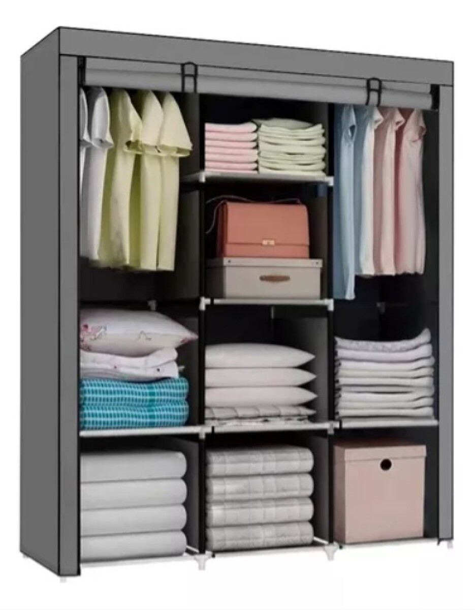Ropero Grande 130x170 Placard De Tela Armable Con Estantes - Gris 