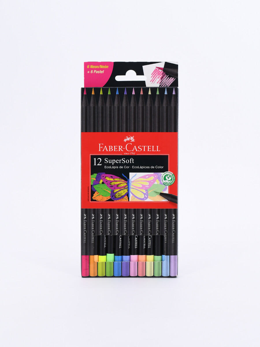 LAPICES SUPERFOFT PASTEL Y NEON X12 FABER CASTELL - MULTICOLOR 