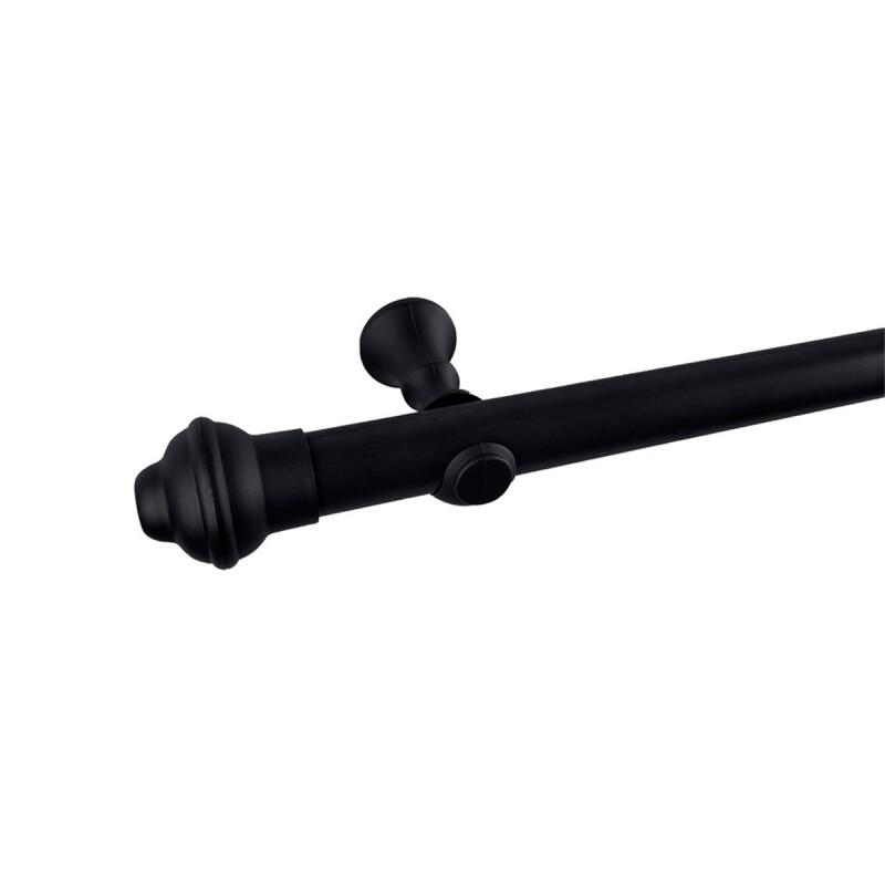 Barrote cortina de metal 1,5 m + 2 Soportes NEGRO