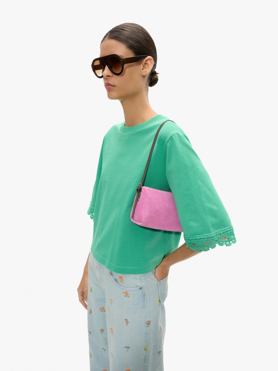 Blusa Con Detalles Crochet 100% Algodón verde